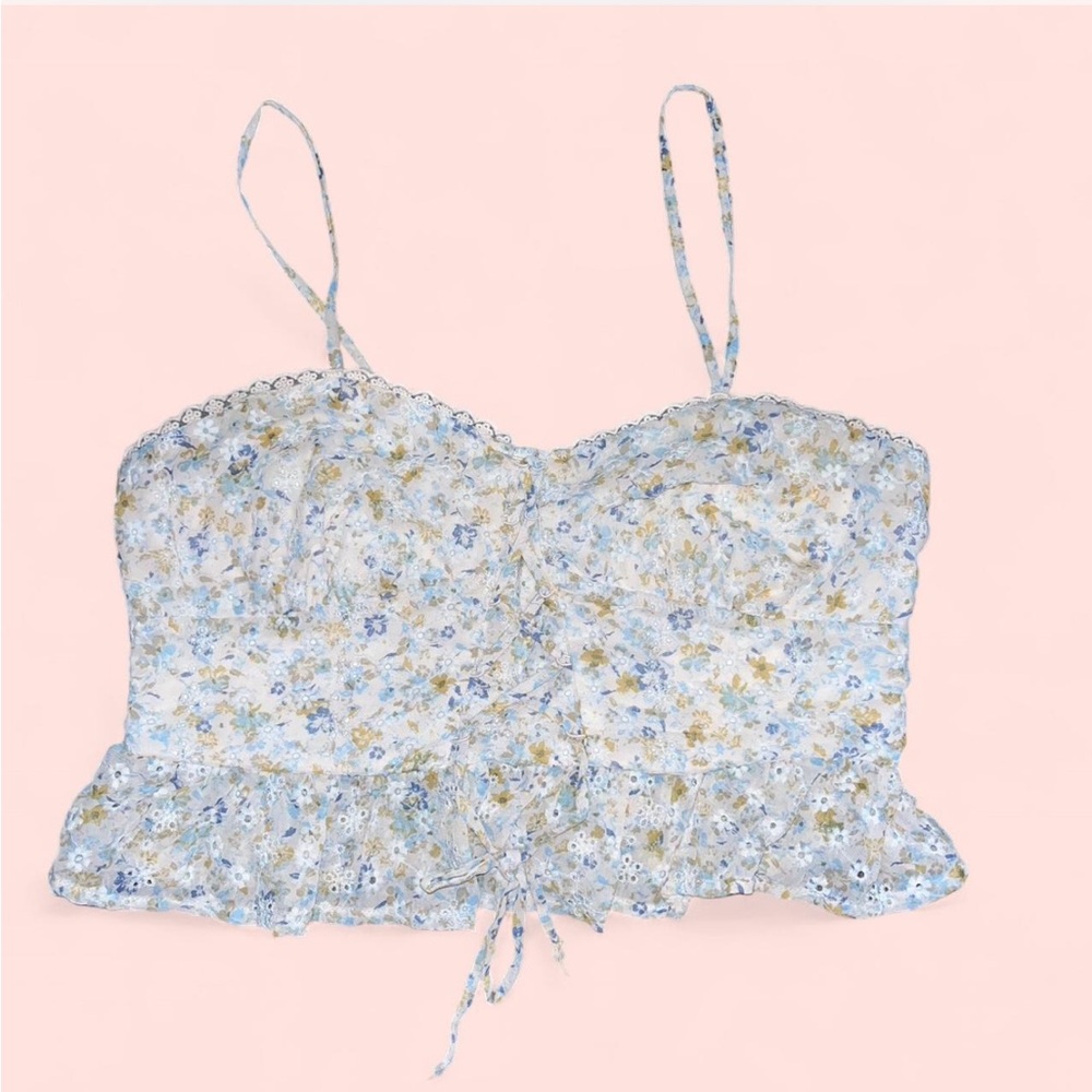 Wild Fable Blue and White Bustier Crop Camisole